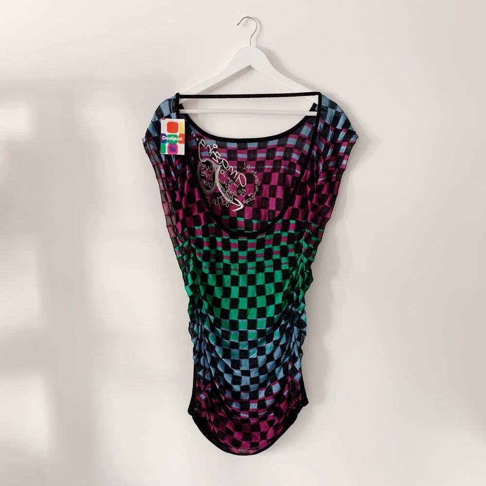 Y2K Desigual Checkered Dress S NWT - Picture 4 of 6